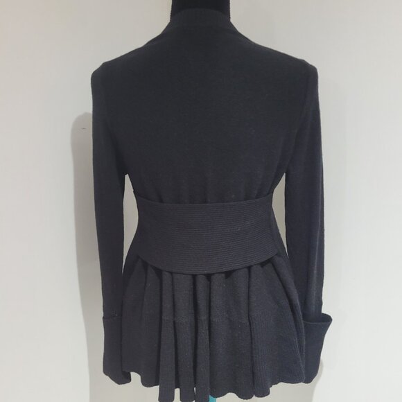 COS Long Sleeve Wool Blend Gathered Back Belted Peplum Sweater Size XS Black - Picture 6 of 12